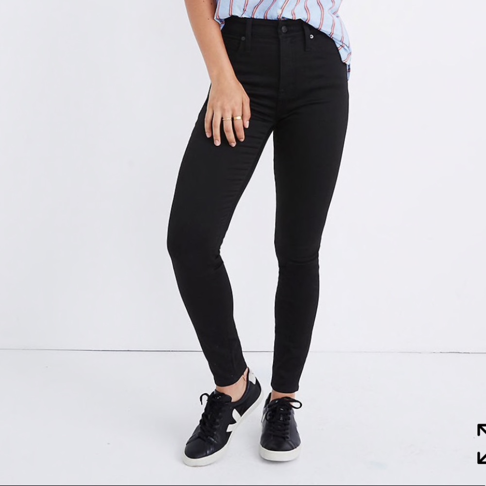 Madewell curvy high rise skinny.